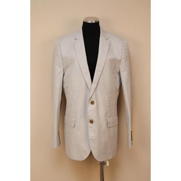 JCrew $298 Men's Ludlow Suit Jacket in Fine Stripe Cotton Faded Black 40R NEW